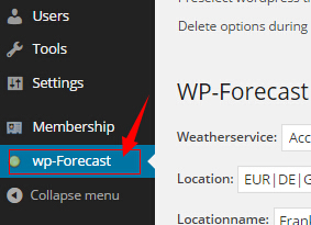 install wp-forecast item