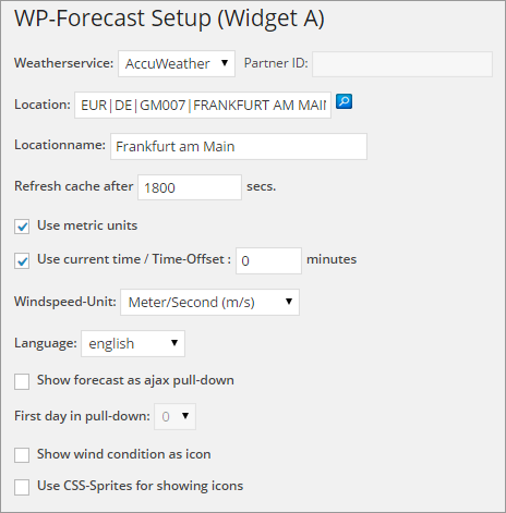 install wp-forecast setup