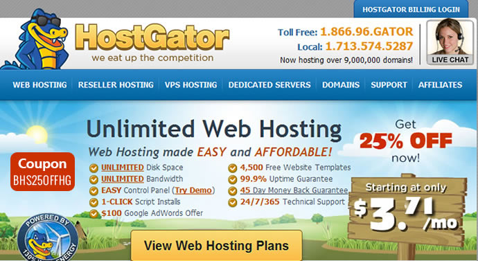 Claim the HostGator 1 cent coupon code for the world-class shared web hosting plans.