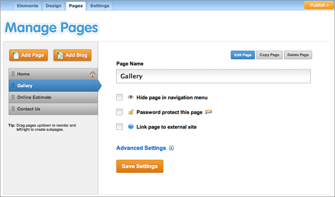 pages setting