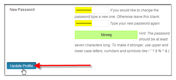 Change WordPress Password via WordPress Dashboard - Step 3