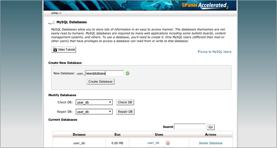 Create a MySQL Database and User Step 2