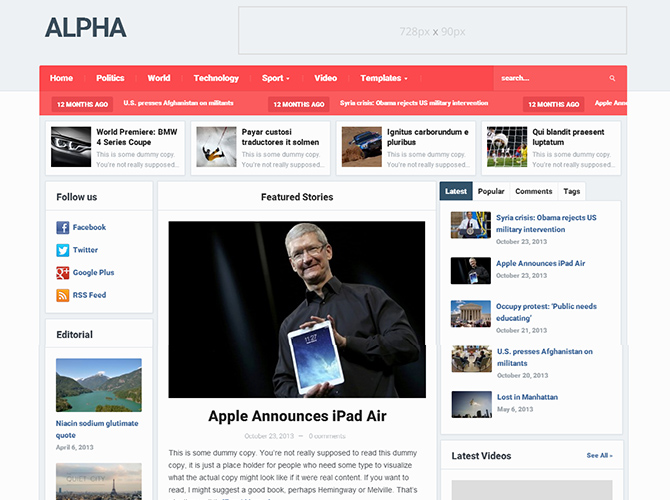 Best 3-Column WordPress Themes - Alpha