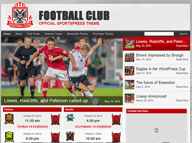 Best WordPress Sports Themes - Football Club