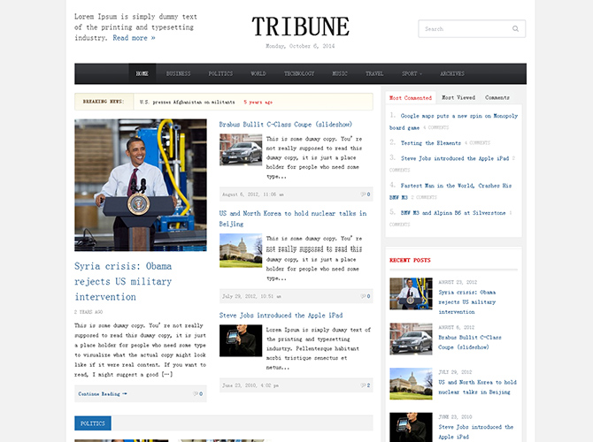 Best Online Newspaper WordPress Themes - Tribune