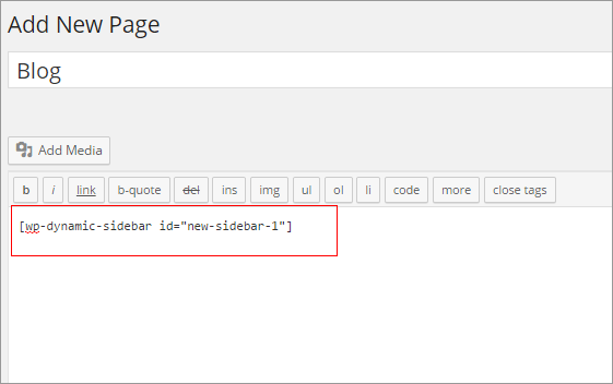 add shortcode to blog page