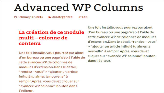 WordPress Multi-Column Content - Example Multi-Column Content