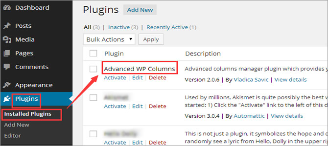 WordPress Multi-Column Content - Install & Activate the Advanced WP Columns