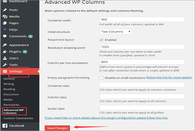 WordPress Multi-Column Content - Make More Advanced Settings