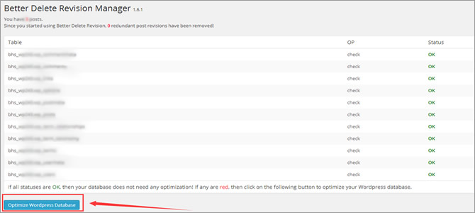 Post Revisions - Check Database Status